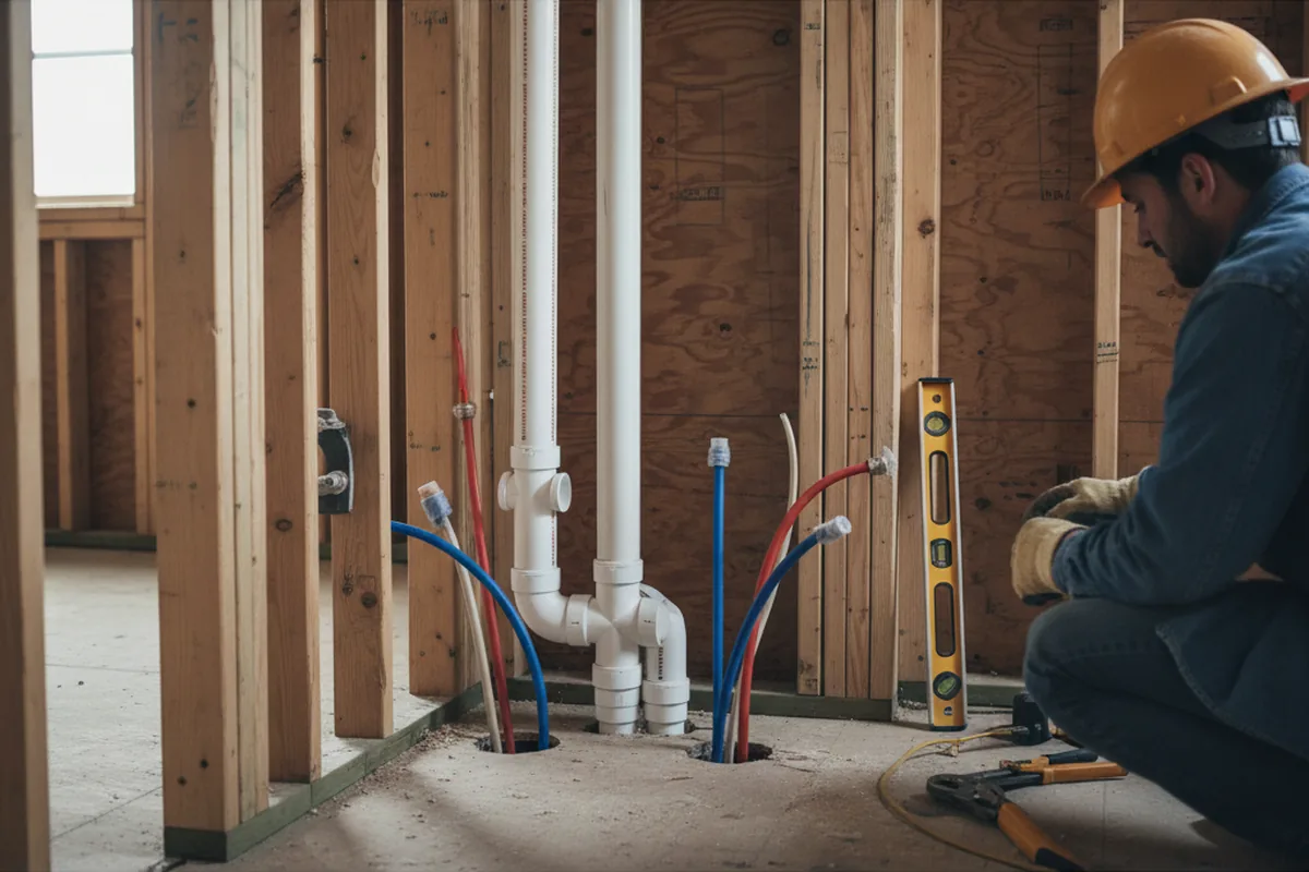 Drain and supply rough-in during Garbage Disposal Repair in Teterboro
